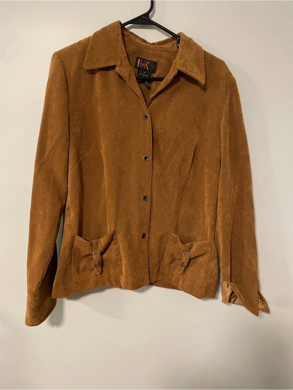 R&K Brown Corduroy Button-Front Women's Jacket Size 12